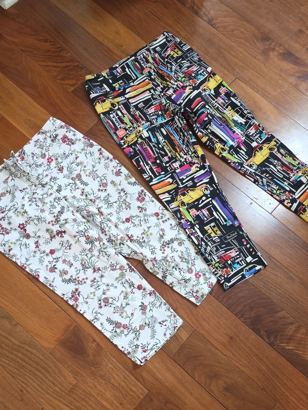 2pr Crazy Patterned Stretch Pant/capri Sz 8